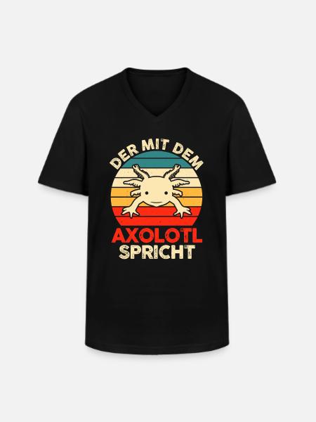 Axolotl - Männer-T-Shirt mit V-Ausschnitt - Schwarz