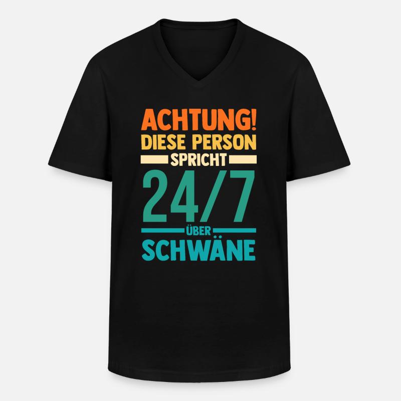 Schwan - Männer-T-Shirt mit V-Ausschnitt - Schwarz