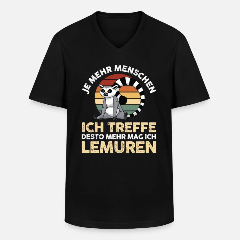 Lemur - Männer-T-Shirt mit V-Ausschnitt - Schwarz