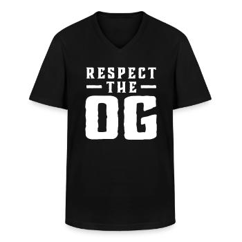 Respect The OG Original Gangsta Calligraphy - Männer-T-Shirt mit V-Ausschnitt - Schwarz - Vorne - AI Model Male 178 dark (178cm)