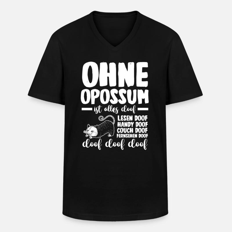 Opossum - Männer-T-Shirt mit V-Ausschnitt - Schwarz