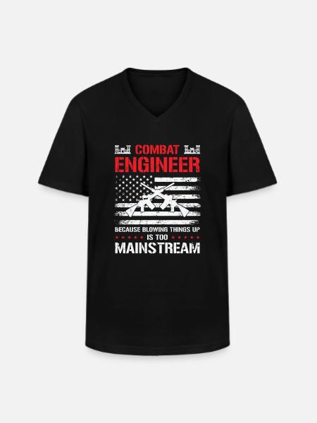 Combat Engineer Engineering Army - Men's V-Neck T-Shirt - black