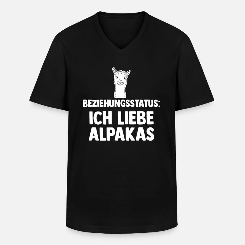 Alpaka - Männer-T-Shirt mit V-Ausschnitt - Schwarz