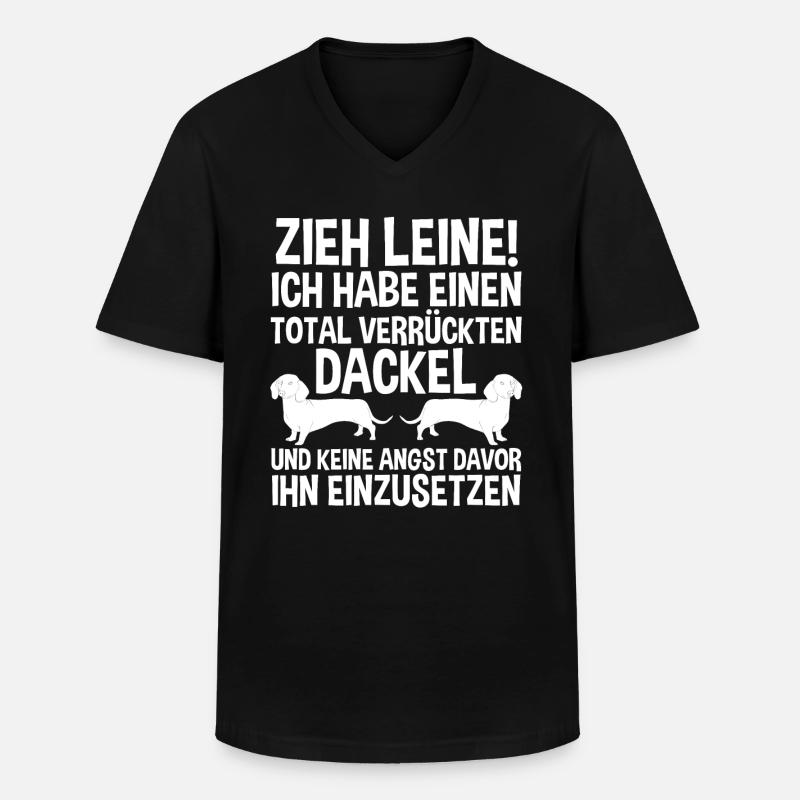 Hund Dackel - Männer-T-Shirt mit V-Ausschnitt - Schwarz