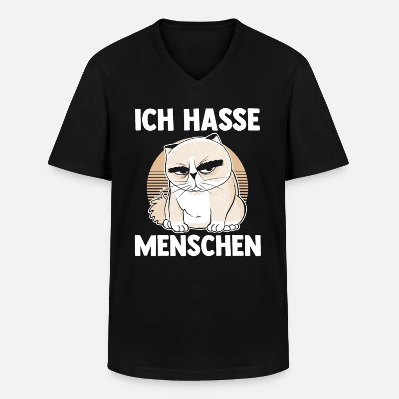 Ich Hasse Menschen Katze - Männer-T-Shirt mit V-Ausschnitt - Schwarz