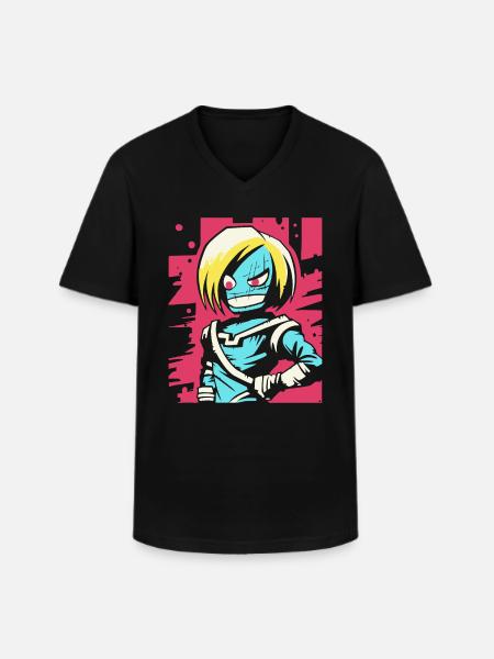 General Zombie Rebel Anime - Men's V-Neck T-Shirt - black