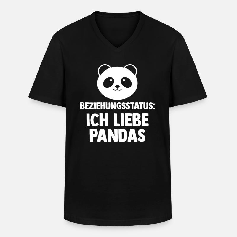 Pandabär Panda - Männer-T-Shirt mit V-Ausschnitt - Schwarz