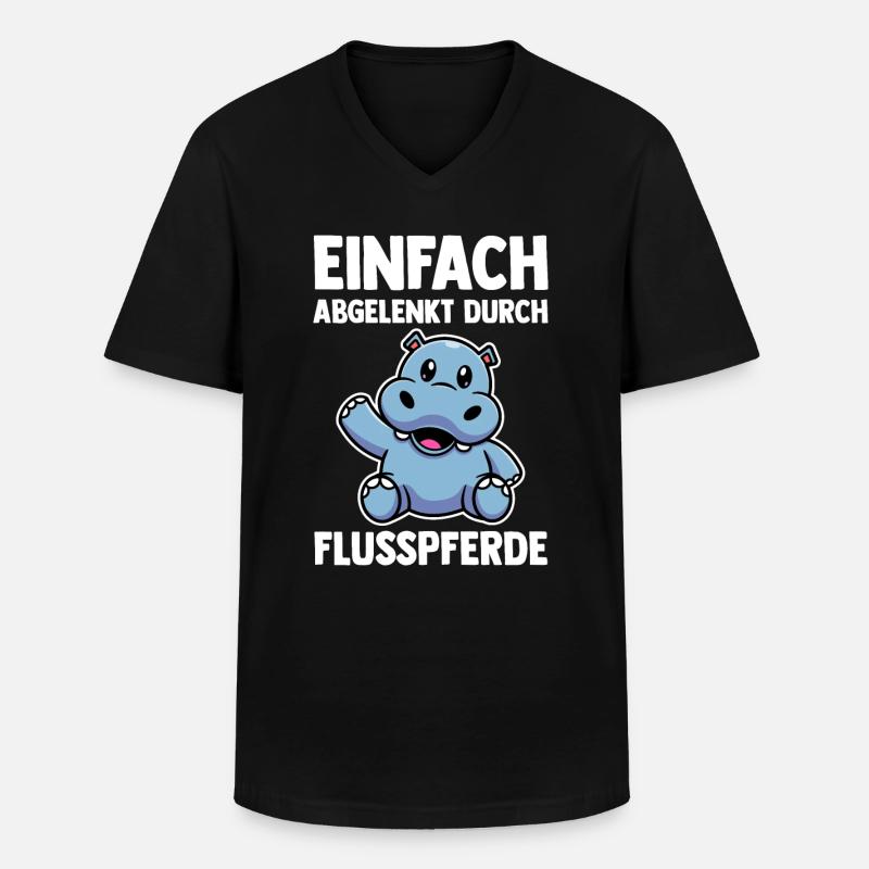 Nilpferd Flusspferd - Männer-T-Shirt mit V-Ausschnitt - Schwarz