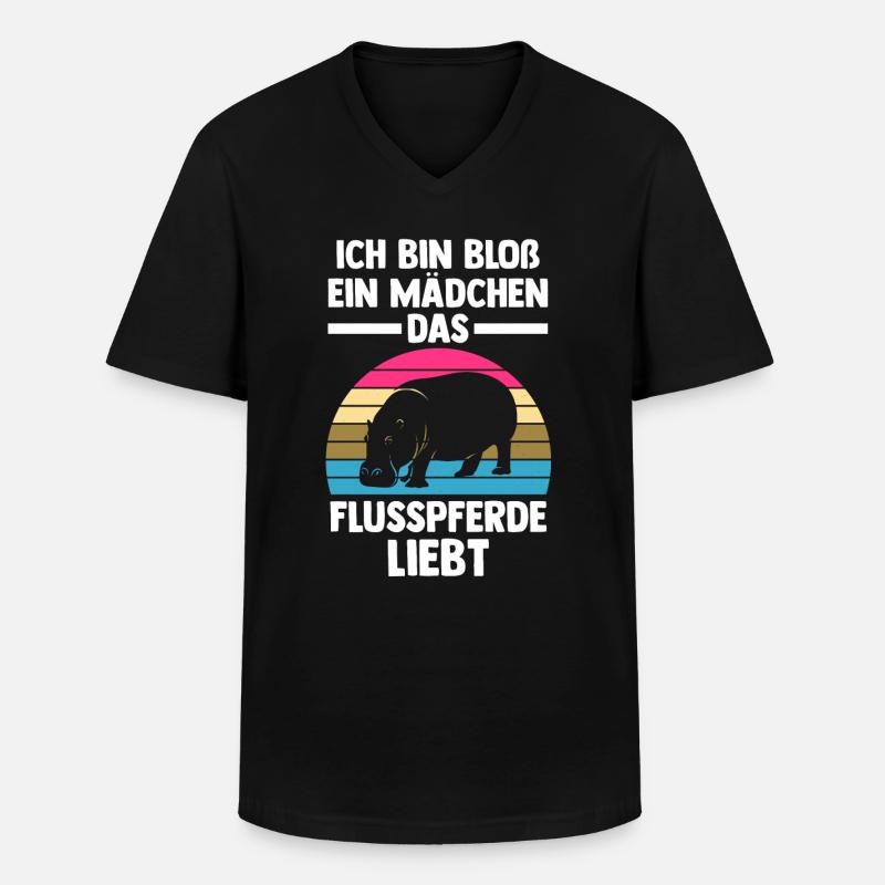 Nilpferd Flusspferd - Männer-T-Shirt mit V-Ausschnitt - Schwarz