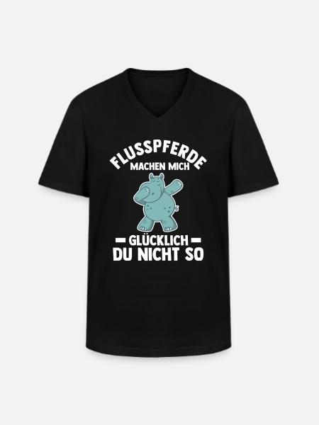 Nilpferd Flusspferd - Männer-T-Shirt mit V-Ausschnitt - Schwarz