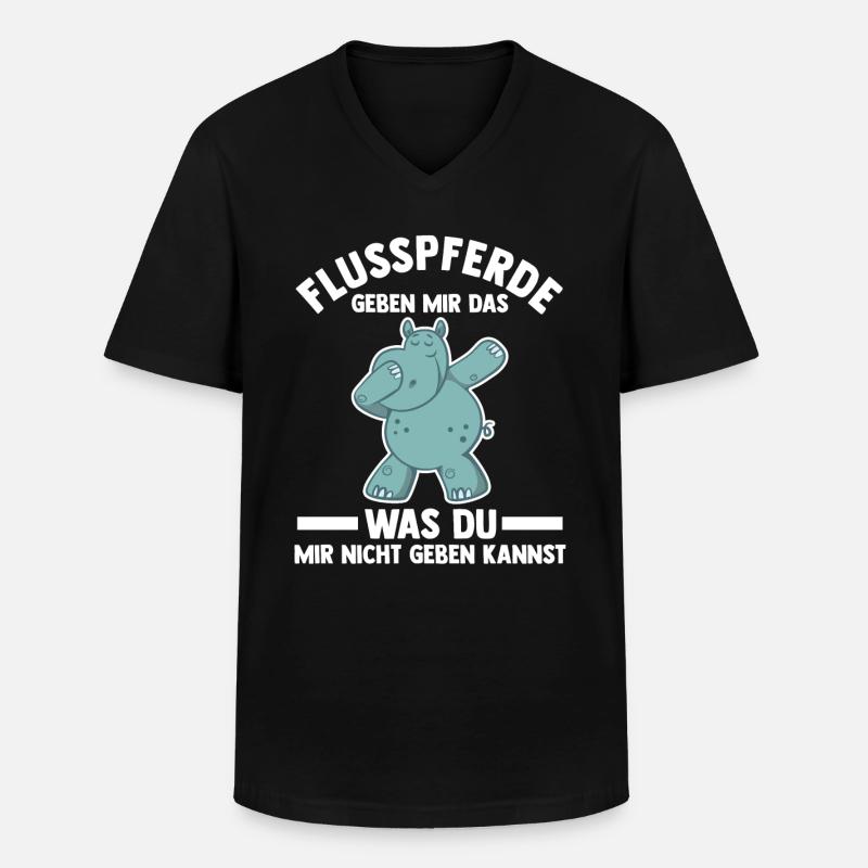 Nilpferd Flusspferd - Männer-T-Shirt mit V-Ausschnitt - Schwarz