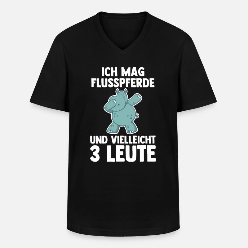 Nilpferd Flusspferd - Männer-T-Shirt mit V-Ausschnitt - Schwarz