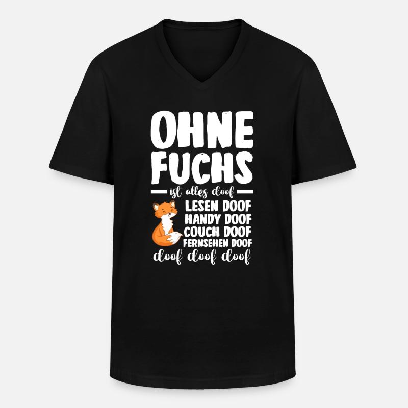 Fuchs - Männer-T-Shirt mit V-Ausschnitt - Schwarz