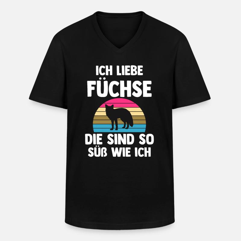Fuchs - Männer-T-Shirt mit V-Ausschnitt - Schwarz