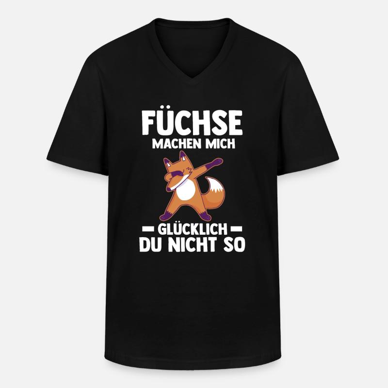 Fuchs - Männer-T-Shirt mit V-Ausschnitt - Schwarz