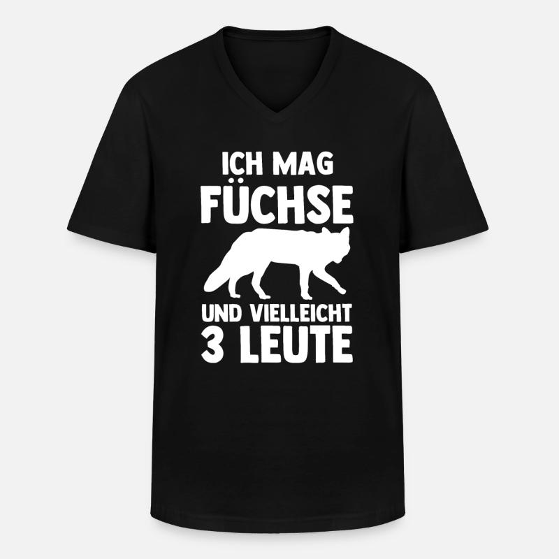 Fuchs - Männer-T-Shirt mit V-Ausschnitt - Schwarz