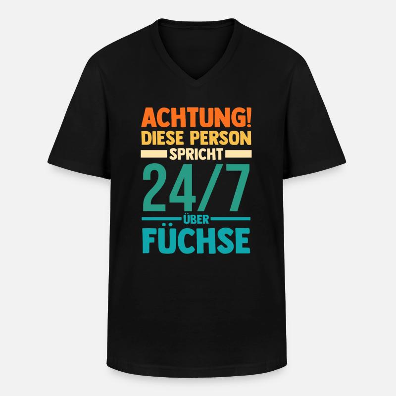 Fuchs - Männer-T-Shirt mit V-Ausschnitt - Schwarz