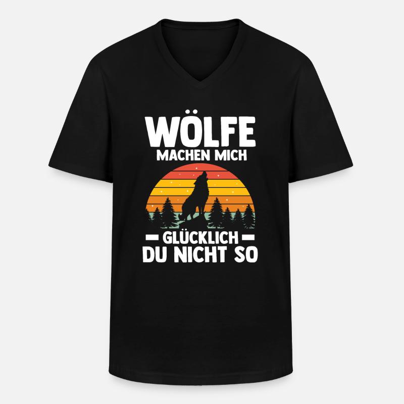 Tier Waldtier Wolf - Männer-T-Shirt mit V-Ausschnitt - Schwarz