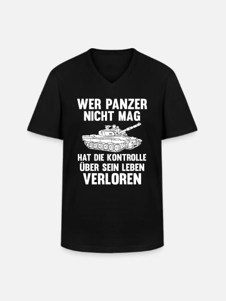 Panzerfahrer Soldat Panzer - Männer-T-Shirt mit V-Ausschnitt - Schwarz