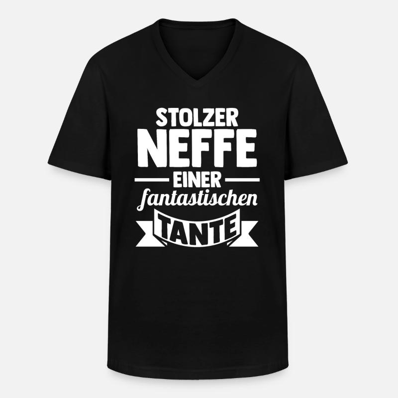 Tante Neffe - Männer-T-Shirt mit V-Ausschnitt - Schwarz