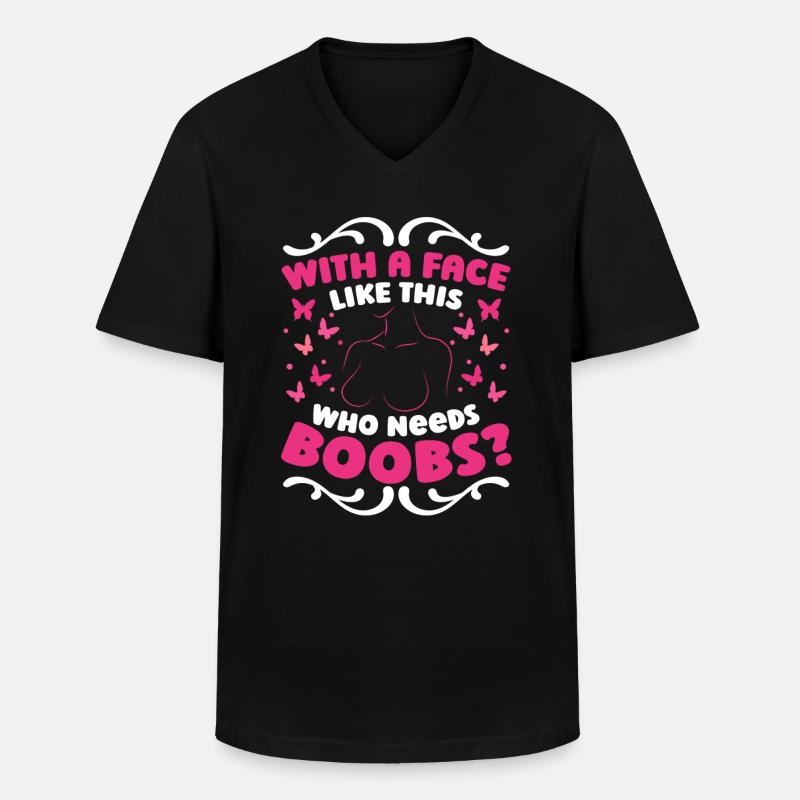 Brustkrebs-Anstecker Schleife - Männer-T-Shirt mit V-Ausschnitt - Schwarz