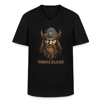 Wikingerkrieger mit Wikingerblut - Männer-T-Shirt mit V-Ausschnitt - Schwarz - Vorne - AI Model Male 178 dark (178cm)