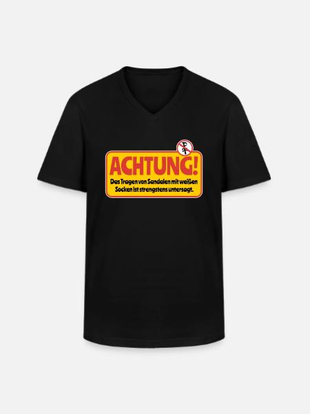Achtung Verboten Sauna - Männer-T-Shirt mit V-Ausschnitt - Schwarz