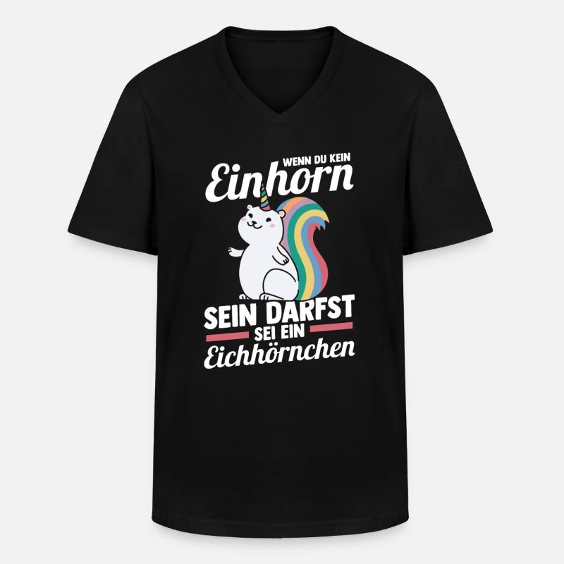 Einhorn Eichhörnchen - Männer-T-Shirt mit V-Ausschnitt - Schwarz