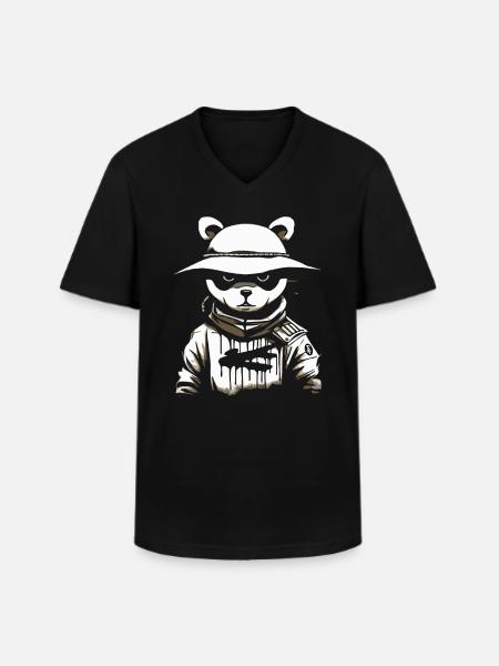 Martial Arts Fighting Bear - Men's V-Neck T-Shirt - black