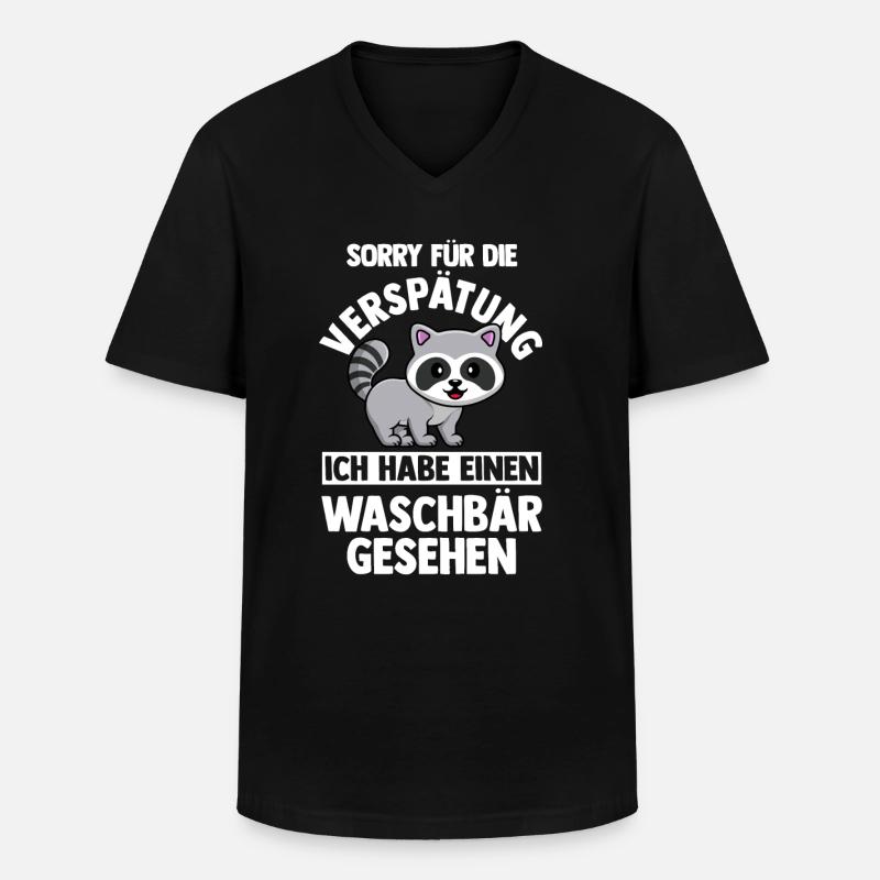 Waschbär - Männer-T-Shirt mit V-Ausschnitt - Schwarz