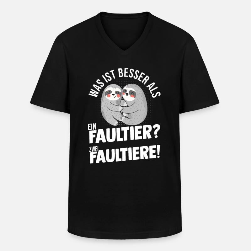Faultier - Männer-T-Shirt mit V-Ausschnitt - Schwarz