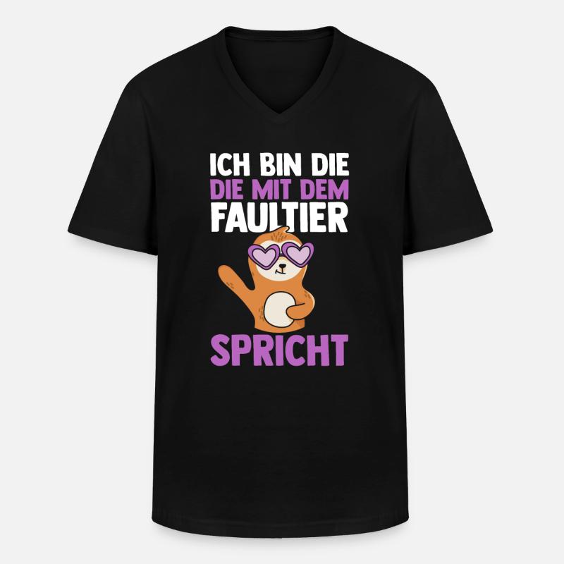 Faultier - Männer-T-Shirt mit V-Ausschnitt - Schwarz
