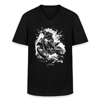 Grunge Motorrad Motocross - Männer-T-Shirt mit V-Ausschnitt - Schwarz - Vorne - AI Model Male 178 dark (178cm)