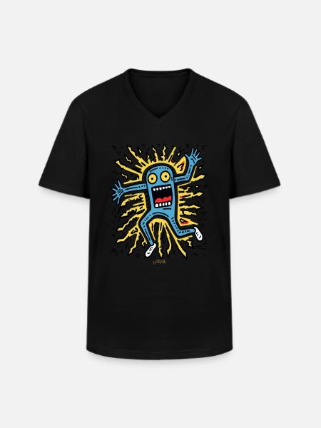 Playful Pop Art: Crazy Cartoon - Men's V-Neck T-Shirt - black