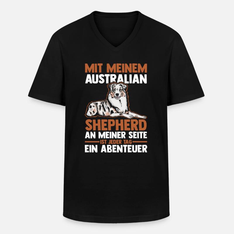 Australian Shepherd Hund Aussie - Männer-T-Shirt mit V-Ausschnitt - Schwarz