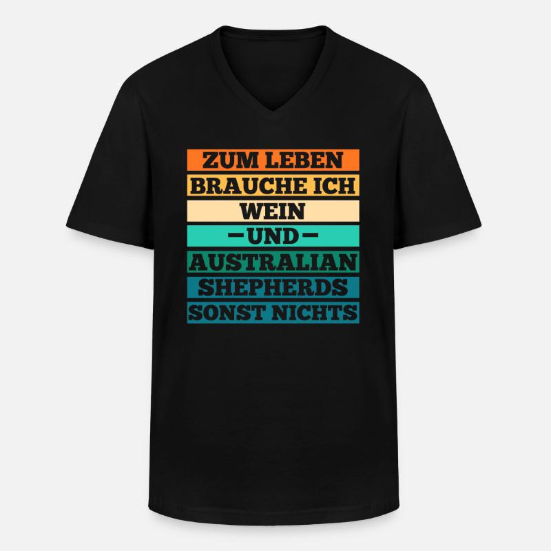 Wein Australian Shepherd Hund Aussie - Männer-T-Shirt mit V-Ausschnitt - Schwarz