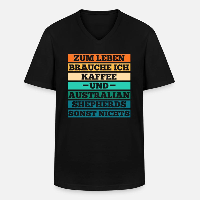 Kaffee Australian Shepherd Hund Aussie - Männer-T-Shirt mit V-Ausschnitt - Schwarz