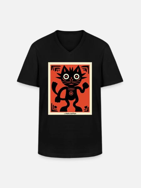 Moderne Kunst Katze - Männer-T-Shirt mit V-Ausschnitt - Schwarz