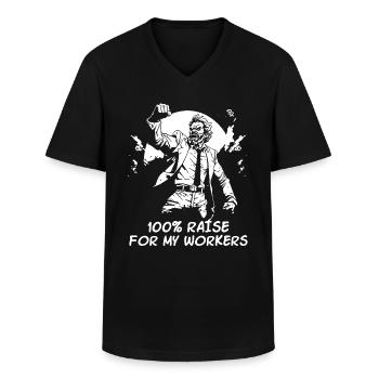 Augmentation de salaire pour les travailleurs de la classe ouvrière - T-shirt col V Homme - noir - Devant - AI Model Male 178 dark (178cm)