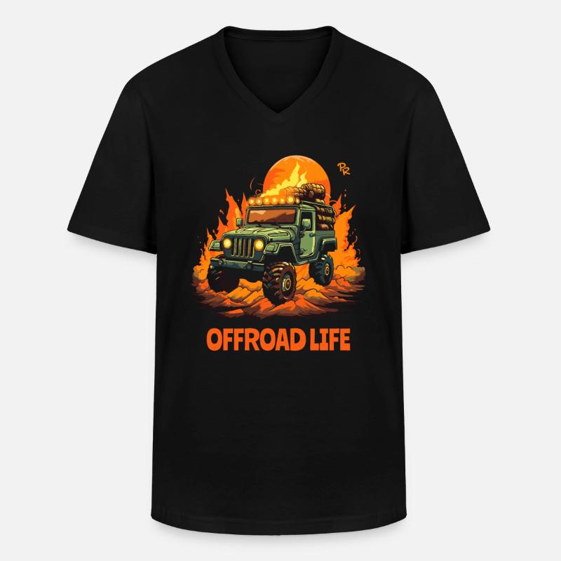 Offroad-Leben: Offrader 4x4 - Männer-T-Shirt mit V-Ausschnitt - Schwarz