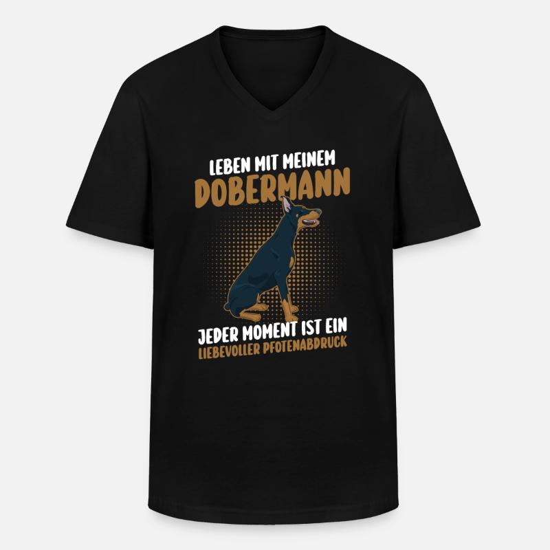 Hund Dobermann - Männer-T-Shirt mit V-Ausschnitt - Schwarz