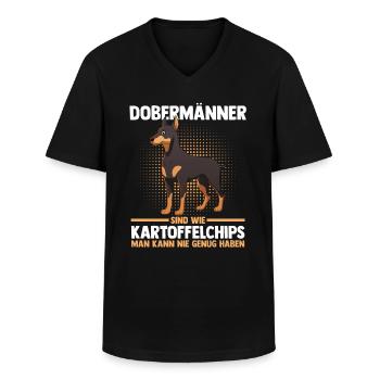 Hund Dobermann - Männer-T-Shirt mit V-Ausschnitt - Schwarz - Vorne - AI Model Male 178 dark (178cm)