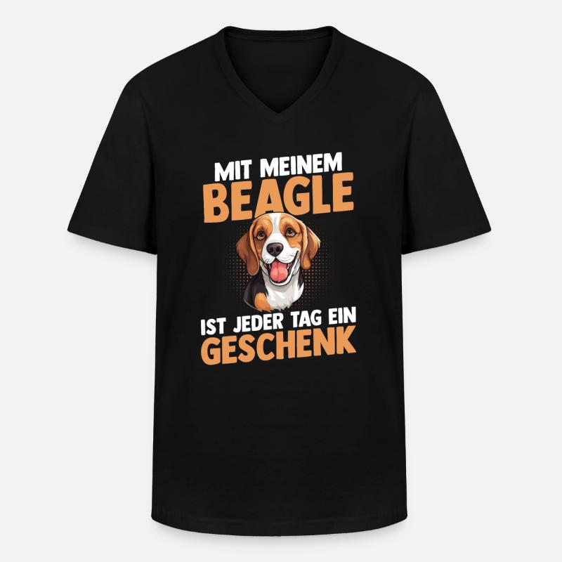 Hund Beagle - Männer-T-Shirt mit V-Ausschnitt - Schwarz
