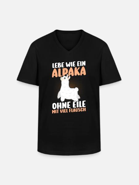 Alpaca - Men's V-Neck T-Shirt - black
