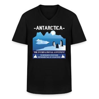 Antarctique - Le continent international - T-shirt col V Homme - noir - Devant - AI Model Male 178 dark (178cm)