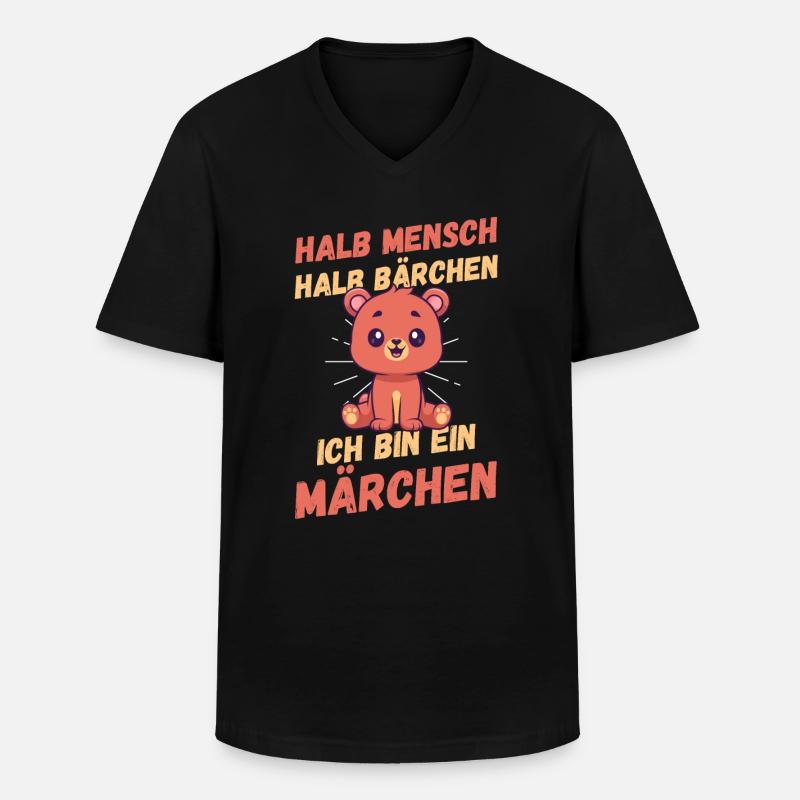 Half Human, Half Bear - Men's V-Neck T-Shirt - black