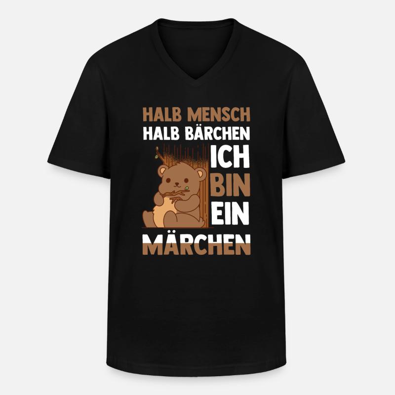 Half Human, Half Bear - Men's V-Neck T-Shirt - black