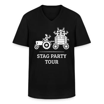 Enterrement de vie de garçon avec tracteur et baril de bière (W) - T-shirt col V Homme - noir - Devant - AI Model Male 178 dark (178cm)