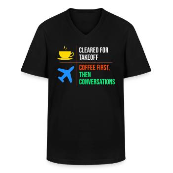 Fluglotse Kaffee ATC Luftfahrt Humor - Männer-T-Shirt mit V-Ausschnitt - Schwarz - Vorne - AI Model Male 178 dark (178cm)