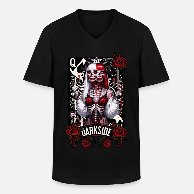 DARKSIDE QUEEN Playing card - Männer-T-Shirt mit V-Ausschnitt - Schwarz